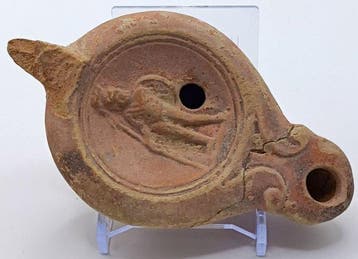 Oud-Romeins Terracotta Olielamp met Mars uit een zeldzame