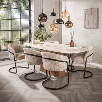 *WOONWINKEL* Ovale Eettafel Travertin 215 Cm, Huis en Inrichting, Tafels | Eettafels, Verzenden, Nieuw