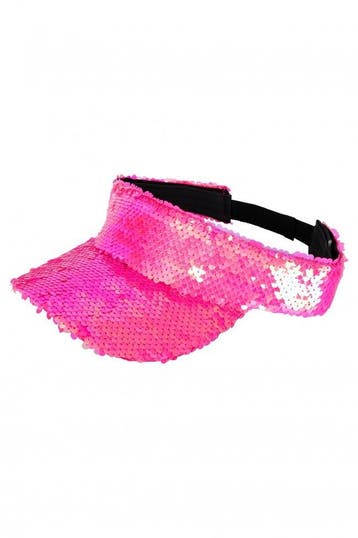 KIMU® Zonneklep Roze Pailletten Pet Iridescent Sequin Glitte, Ophalen of Verzenden, Nieuw