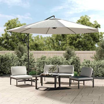 vidaXL Zweefparasol 3,5 m zandwit, Verzenden, Nieuw, 3 tot 4 meter, Zweefparasol