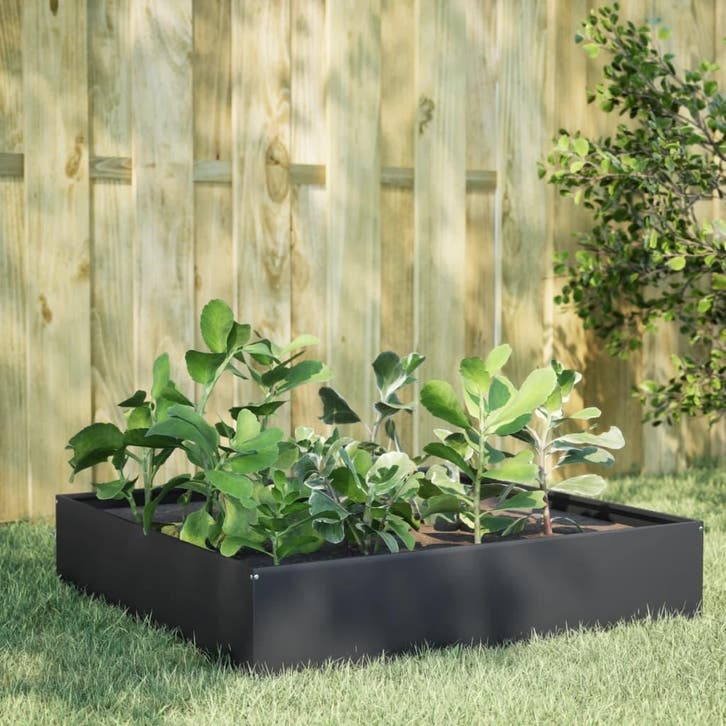 vidaXL Plantenbak verhoogd 100x100x33,5 cm staal, Tuin en Terras, Bloembakken en Plantenbakken, Nieuw, Metaal, Verzenden