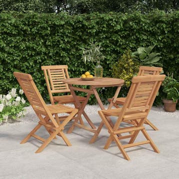 vidaXL 5-delige Tuinset massief teakhout, Verzenden, Nieuw, Hout, Tuinset