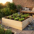 Moestuinbak 120x120x27cm | Hout | Gratis Verzending | OP=OP, Tuin en Terras, Bloembakken en Plantenbakken, Minder dan 30 cm, 100 cm of meer
