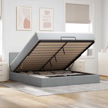 vidaXL Bed poef met matras en LEDs 180x200 cm stof, Eenpersoons, Verzenden, Nieuw, 80 cm