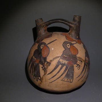 Nazca, Peru, Terracotta, Aardewerk Vas Stirrup Jar. 16 cm