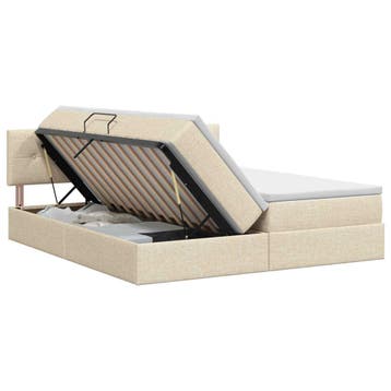 vidaXL Opslag bed met hoofdeinde 2 st Crèmekleurig Nep Leer, Verzenden, Nieuw, Crème