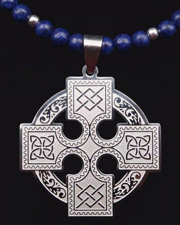Lapis lazuli - Keltisch kruis der Hoge Koningen uit lapis