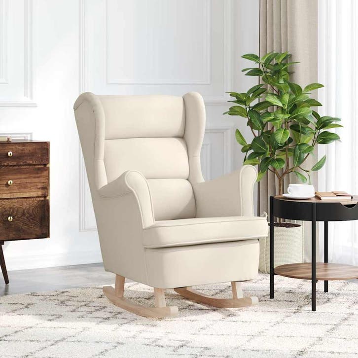 vidaXL Schommelstoel 74x90x102 cm linnen wit, Huis en Inrichting, Fauteuils, Nieuw, Verzenden