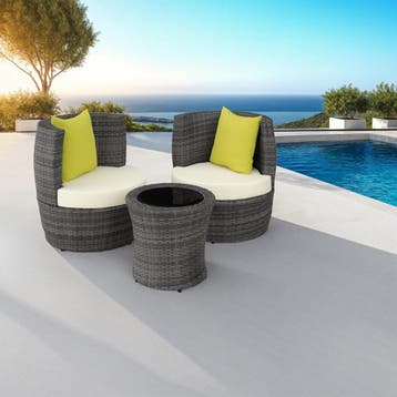 Aluminium rotan zitgroep Nizza 2+1+1 - grijs, Verzenden, Nieuw