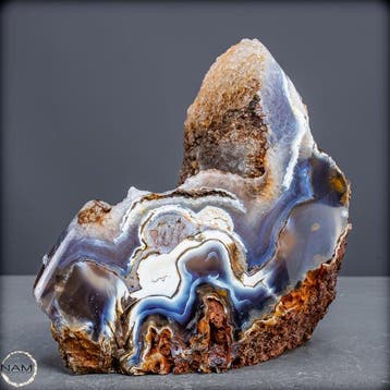 Fascinerende barnsteenkleurige agaatdruse met chalcedoon