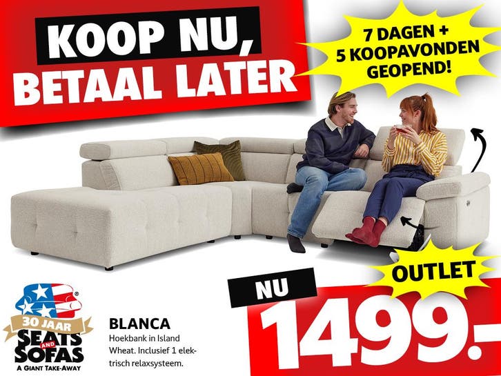 Blanca Hoekbank nu €1499.- Betaal in 3x zonder rente!!, Huis en Inrichting, Banken | Bankstellen