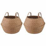 vidaXL Plantenpot met handvatten 2 pcs Naturel Ø 32 x 32 cm, Tuin en Terras, Verzenden, Nieuw, 30 tot 60 cm