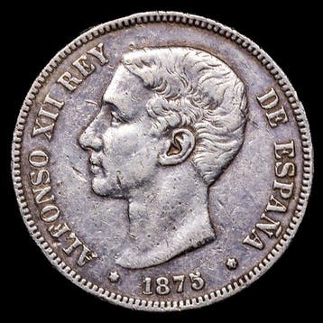 Spanje. Alfonso XII. 5 Pesetas 1875 - Madrid DEM (Zonder