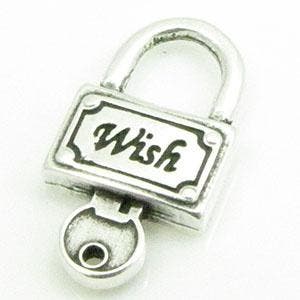 1 x DQ metaal hanger sleutel slot wish antiek zilver kleu..., Ophalen of Verzenden, Nieuw, Bedel