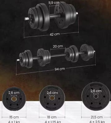 Fitness Gewichten Set – Dumbbell en Barbell Combinatie 20kg, Verzenden, Nieuw