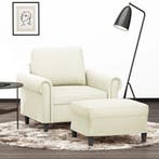 vidaXL Fauteuil met voetenbank 60 cm fluweel crèmekleurig, Huis en Inrichting, Banken | Bankstellen, Eenpersoons, Verzenden, Nieuw