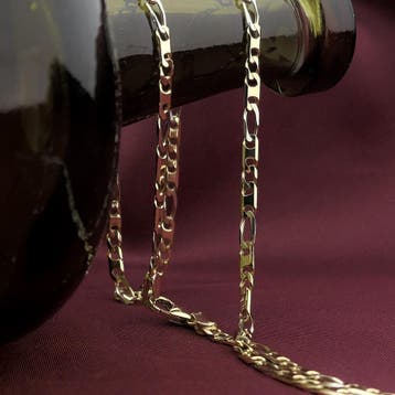 Bicolor gouden Figaro schakelketting, Ophalen of Verzenden, Gebruikt, Goud, Goud