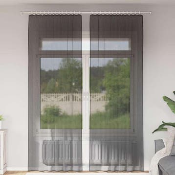 vidaXL Gordijnen voile met roedezakken 2 st zwart, Verzenden, Nieuw, Zwart