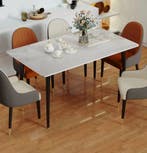 Marmeren Eettafel 120x70cm – Rechthoekig met Metalen Frame, Huis en Inrichting, Tafels | Eettafels, 100 tot 150 cm, Verzenden
