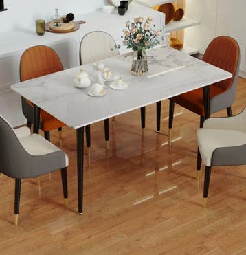 Marmeren Eettafel 120x70cm – Rechthoekig met Metalen Frame, 100 tot 150 cm, Verzenden, Nieuw, 50 tot 100 cm
