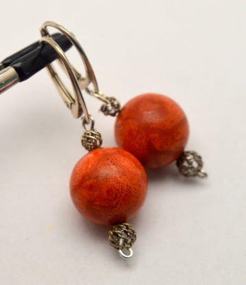 Koraal - 925 Zilver - Fijn rood koraal ronde bolletjes