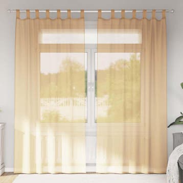 vidaXL Gordijnen met lussen 2 st 140x225 cm zand, Verzenden, Nieuw, Bruin