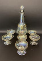 Daum - Drinkservies (7) - Glas, Goud - Daum Nancy-dienst, Antiek en Kunst, Antiek | Glas en Kristal