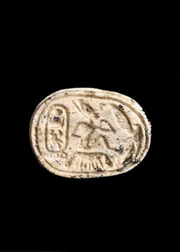 Oude Egypte, late periode Speksteen Grote scarabee gewijd, Antiek en Kunst