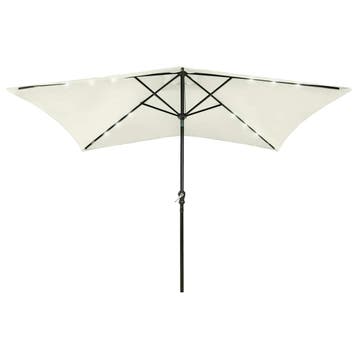 vidaXL Parasol met LEDs en stalen paal 2x3 m zandkleurig, Verzenden, Nieuw, 3 tot 4 meter