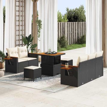 vidaXL Tuinbankenset 10 st 7-Aantal zitplaatsen Zwart en, Tuin en Terras, Verzenden, Nieuw, Meer dan 8 zitplaatsen