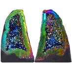 Regenboogkleur Amethist - Geode – paar bijpassende