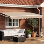 vidaXL Handbediende luifel met LEDs Beige en Wit 3,5 x 2,5, Verzenden, Nieuw