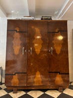 Kleerkast - Hout - Art Deco knoestfineren, Antiek en Kunst
