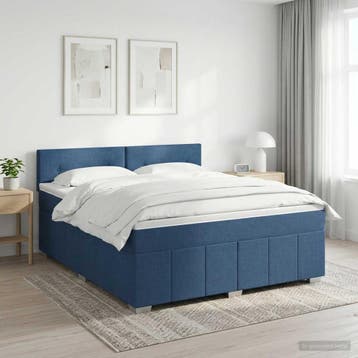 vidaXL Boxspringbed met matras met hoofdeinde Blauw 160 x, Stof, Verzenden, Blauw, Nieuw
