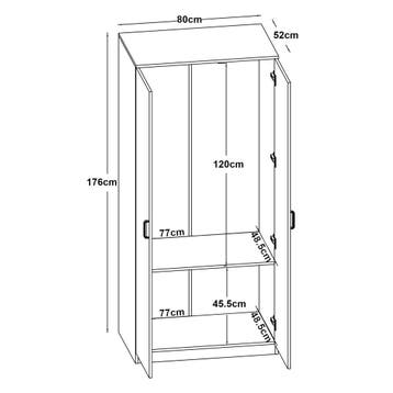 [en.casa] Kledingkast Bodolz 176x80x52 cm Sonoma eiken, Verzenden, Nieuw