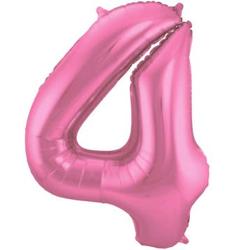 Folieballon Cijfer4 Metallic Roze 86 cm, Verzenden, Nieuw, Feestartikel, Verjaardag