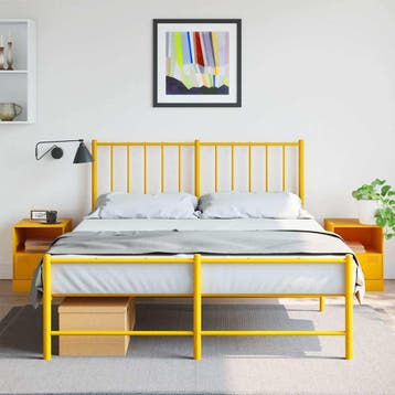 vidaXL Nachtkastjes 2 st 34,5x39x44 cm staal mosterdgeel, Verzenden, Nieuw, Metaal of Aluminium