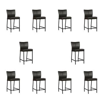 Set van 10 Leren barkrukken Revolt laag - Granada Graphite, Ophalen of Verzenden, Nieuw, Leer