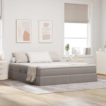 vidaXL Opslag bed met matras met opslag Taupe 160 x 200 cm, Verzenden, Nieuw, Tweepersoons
