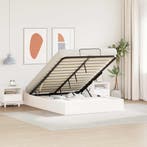 vidaXL Ottoman Bedframe met Opslag Wit 135 x 190 cm Massief, Verzenden, Nieuw, Wit, Hout