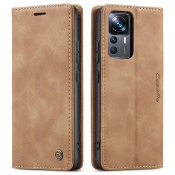 CaseMe book case leer - Xiaomi 12T/12T Pro - licht bruin, Verzenden, Nieuw