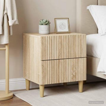 vidaXL Nachtkastje 2 st Sonoma Eiken 43 x 34,5 x 48 cm, Minder dan 45 cm, Verzenden, Nieuw, Minder dan 55 cm