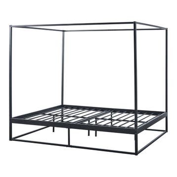 [en.casa] Hemelbed Kristianstad met bedbodem 160x200 cm zwar, Huis en Inrichting, Slaapkamer | Bedden, Verzenden, Nieuw