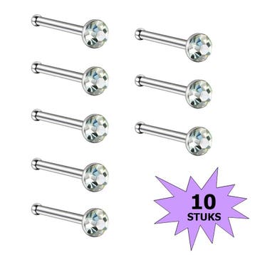 Fako Bijoux - Neuspiercing - Staafje Kristal - 3.0mm - Wit -, Sieraden, Tassen en Uiterlijk, Verzenden, Nieuw