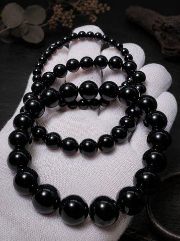 ***NO RESERVE*** Zwarte Toermalijn Set van 3 Armbanden –