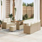 vidaXL Tuin Sofa Set met kussen 8 pcs Beige en Crème poly, Verzenden, Nieuw, Rotan, 8 zitplaatsen