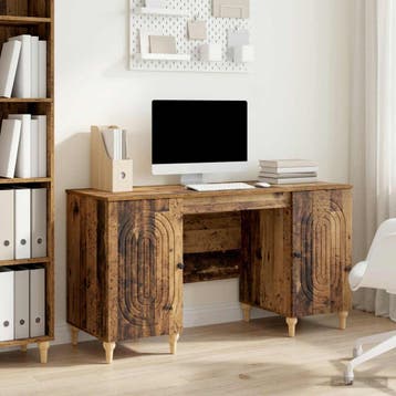 vidaXL Bureau Oud hout 142,5 x 50 x 75 cm Bewerkt hout, Verzenden, Nieuw