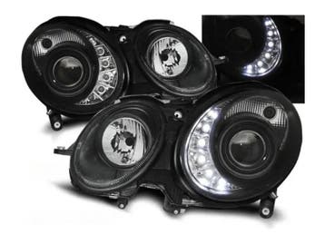 LED DRL Daylight Black koplampen geschikt voor Mercedes W211, Auto-onderdelen, Verzenden, Nieuw, Mercedes-Benz