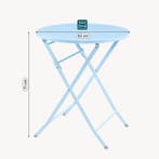 Klaptafel Sande tuintafel metaal rond 71xØ62 cm hemelsblauw, Tuin en Terras, Tuintafels, Verzenden, Nieuw