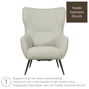Leren fauteuil Flair - Toledo Espresso (bruin), Eigentijds, Modern, Retro, Romantisch, Nieuw, Ophalen of Verzenden, 75 tot 100 cm